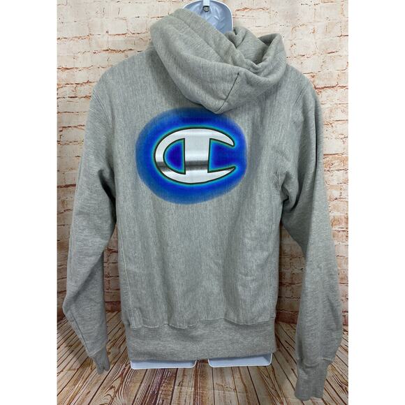 Champion Reverse Weave Sweatshirt Hoodie Sz M Gray Thick Heavyweight Pullover - Picture 7 of 8